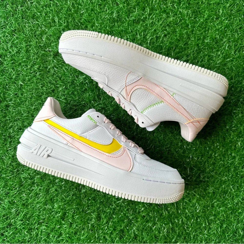 ✨New Nike Air Force 1 AF1 PLT.AF.ORM White / Pearl Pink - Opti Yellow - Picture 2 of 8